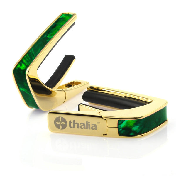 24k Gold Finish with Green Angel Wing Inlay