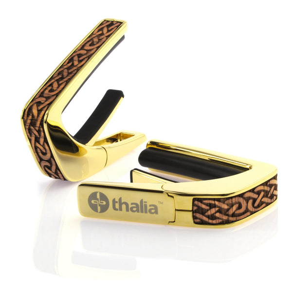 24k Gold Finish with Hawaiian Koa Celtic Knot Engraved Inlay