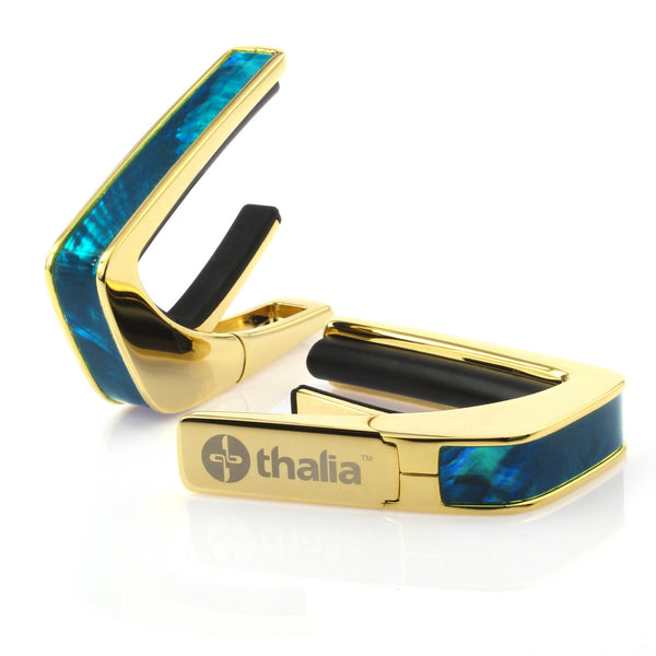 24k Gold Finish with Teal Angel Wing Inlay