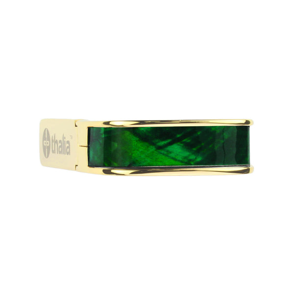 24k Gold Finish with Green Angel Wing Inlay