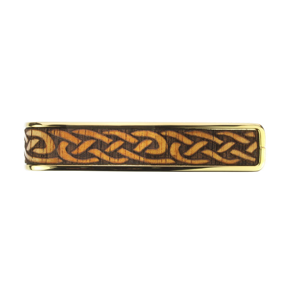 24k Gold Finish with Hawaiian Koa Celtic Knot Engraved Inlay