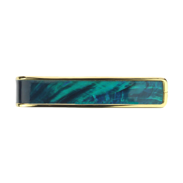 24k Gold Finish with Teal Angel Wing Inlay