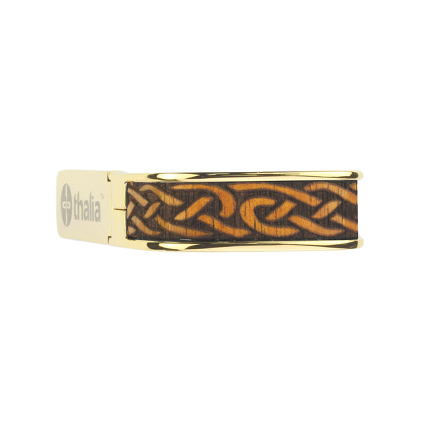 24k Gold Finish with Hawaiian Koa Celtic Knot Engraved Inlay