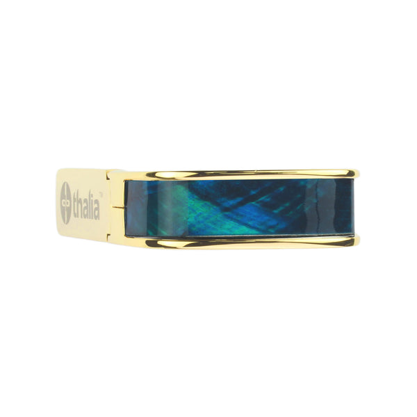 24k Gold Finish with Teal Angel Wing Inlay